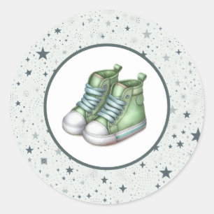 Groene Baby Hoge Topjes Baby shower Ronde Sticker