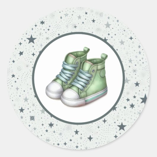Groene Baby Hoge Topjes Baby shower Ronde Sticker (Voorkant)