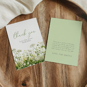Groene baby in bloei baby shower vlak wanddecorati bedankkaart