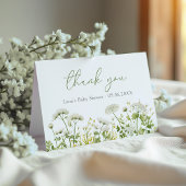 Groene Baby in bloei Wildflower Baby shower gevouw Bedankkaart