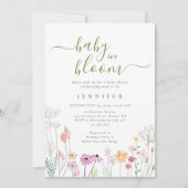 Groene Baby in bloem Waterverf Wildflower Shower Kaart (Voorkant)