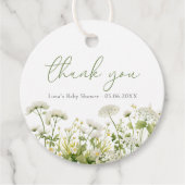 Groene Baby in Bloom Bloemen Wildflower Baby showe Bedankjes Labels (Voorkant)