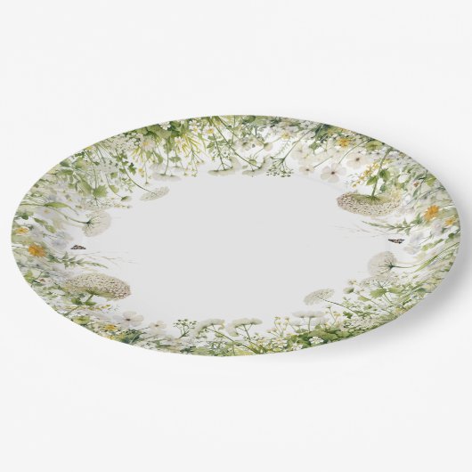 Groene Baby in Bloom Bloemen Wildflower Baby showe Papieren Bordje (Gekanteld)