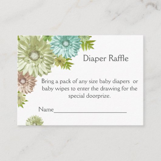Groene Baby in Bloom Brunch Douche Luier Raffle Informatiekaartje (Voorkant)