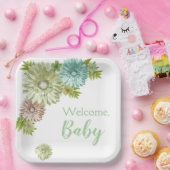 Groene Baby in Bloom Brunch Shower Papieren Bordje (Feest)