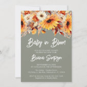 Groene Baby in Bloom Herfst Bloemen Baby shower Kaart (Voorkant)