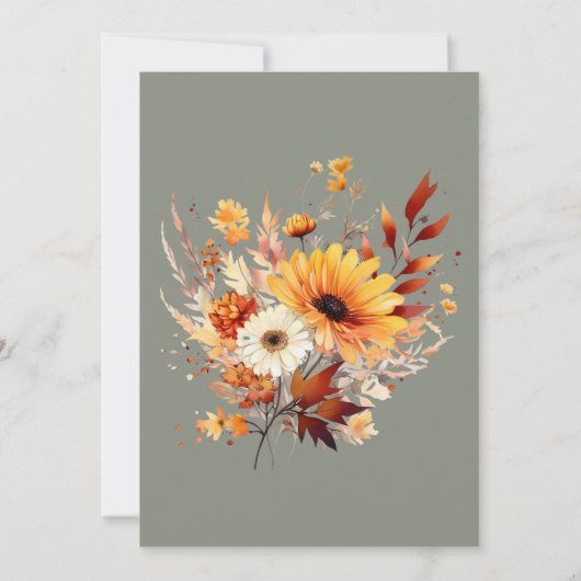 Groene Baby in Bloom Herfst Bloemen Baby shower Kaart (Achterkant)