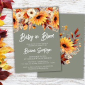 Groene Baby in Bloom Herfst Bloemen Baby shower Kaart