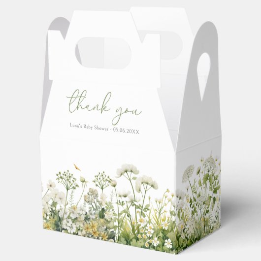 Groene Baby in Bloom Wildflower Baby shower Gable Bedankdoosjes (Geopend)