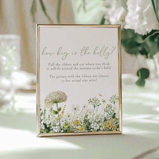 Groene Baby in Bloom Wildflower Buik Gissen Spel Poster