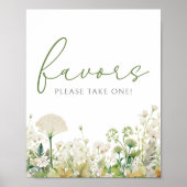 Groene Baby in Bloom Wildflower Douche Favor Sign Poster (Voorkant)