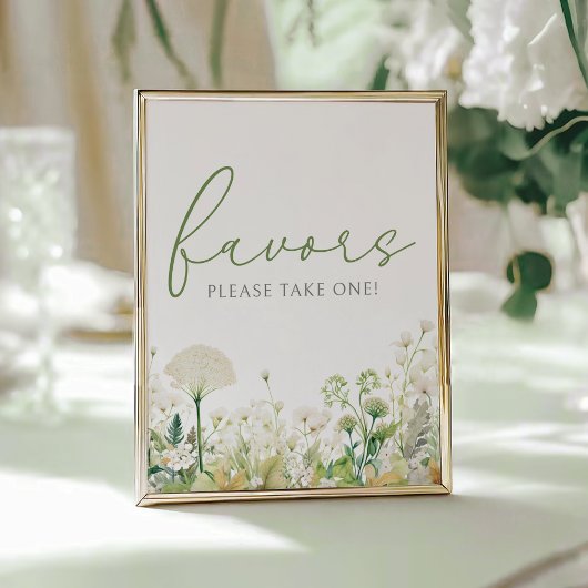 Groene Baby in Bloom Wildflower Douche Favor Sign Poster