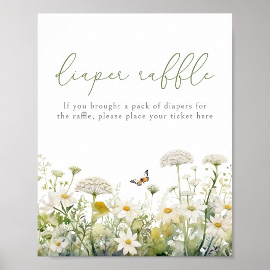 Groene Baby in Bloom Wildflower Luier Raffle Poster (Voorkant)