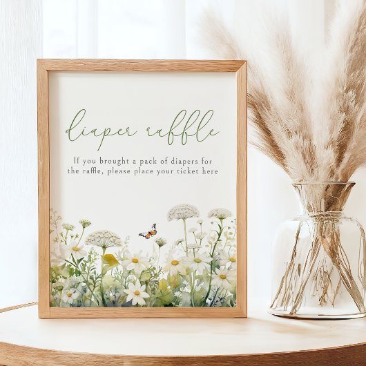 Groene Baby in Bloom Wildflower Luier Raffle Poster