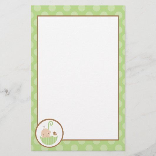 Groene Baby in Umbrella Briefpapier (Voorkant)