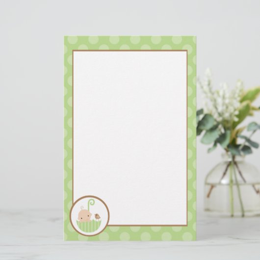 Groene Baby in Umbrella Briefpapier (Staand voorkant)