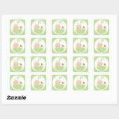 Groene Baby in Umbrella Vierkante Sticker (Vel)
