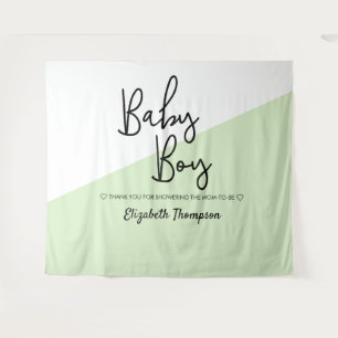 Groene baby jongen achtergrond Welkom bord baby sh Wandkleed
