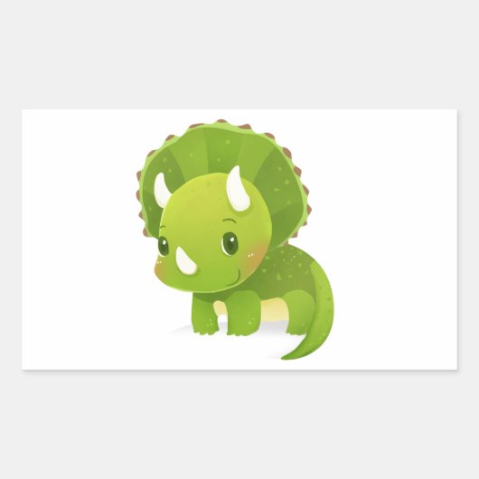 Groene baby Leuke Dinosaurus cartoon Rechthoekige Sticker (Voorkant)