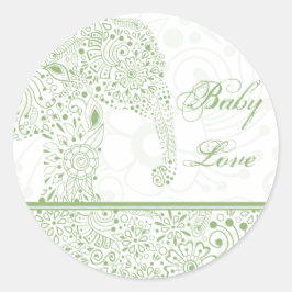 Groene Baby Liefde Olifant Sticker