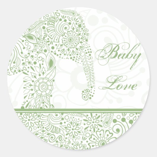 Groene Baby Liefde Olifant Sticker (Voorkant)