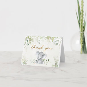 Groene Baby Olifant Shower Bedankkaart