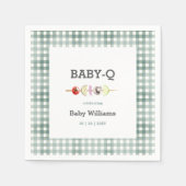 Groene Baby-Q BBQ Paar Baby shower Servet (Voorkant)