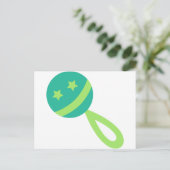 groene baby rammelaar briefkaart (Staand voorkant)