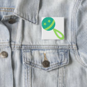 groene baby ratel vierkante button 5,1 cm (In situ)