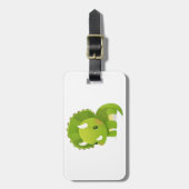 groene baby schattige dinosauruscartoon bagagelabel (Voorkant verticaal)