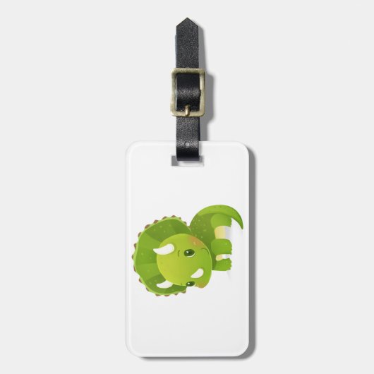 groene baby schattige dinosauruscartoon bagagelabel (Voorkant verticaal)