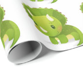 groene baby schattige dinosauruscartoon cadeaupapier (Rol Hoek)