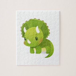 groene baby schattige dinosauruscartoon legpuzzel