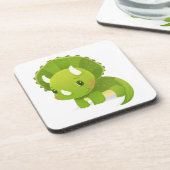 groene baby schattige dinosauruscartoon onderzetter (Linkerzijde)