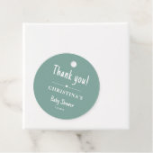 Groene baby shower bedankjes labels (In situ)