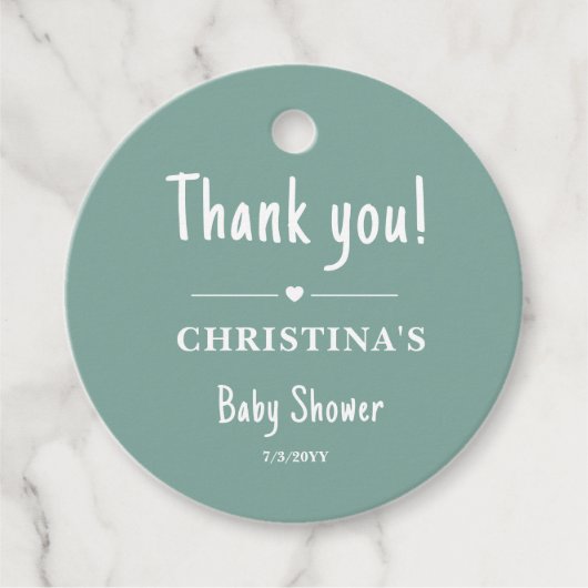 Groene baby shower bedankjes labels (Voorkant)