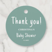 Groene baby shower bedankjes labels (Achterkant)