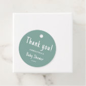Groene baby shower bedankjes labels (In situ)