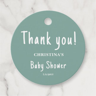 Groene baby shower bedankjes labels