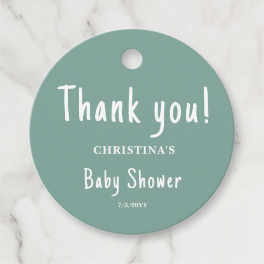 Groene baby shower bedankjes labels (Voorkant)