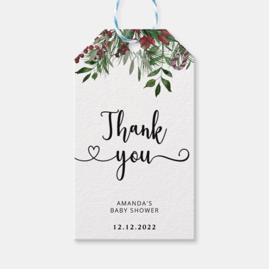 Groene baby shower bedankt cadeaulabel (Voorkant)