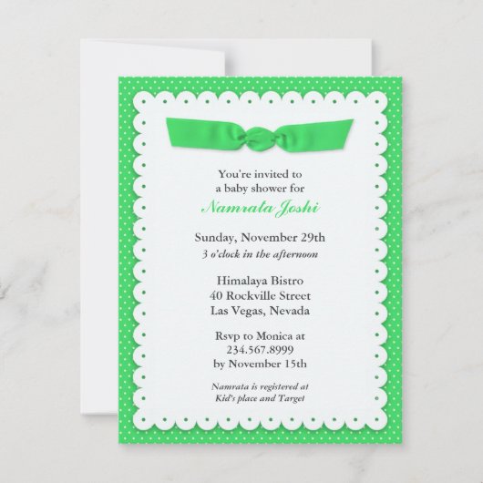 Groene Baby shower Flat Invitation Kaart (Voorkant)