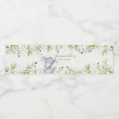 Groene Baby Shower met Olifant Waterfles Etiket (Enkel label)