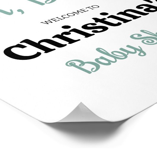 Groene baby shower O jongen welkom Poster (Hoek)