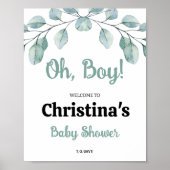 Groene baby shower O jongen welkom Poster (Voorkant)