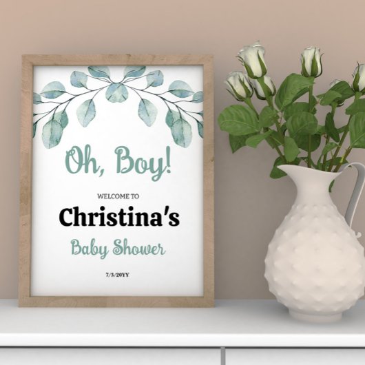 Groene baby shower O jongen welkom Poster