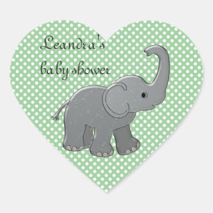 groene baby shower olifant hart sticker