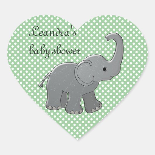 groene baby shower olifant hart sticker (Voorkant)