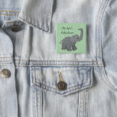 groene baby shower olifant vierkante button 5,1 cm (In situ)