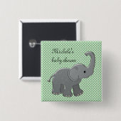 groene baby shower olifant vierkante button 5,1 cm (Voorkant /achterkant)